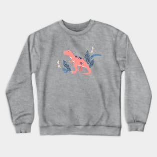 Jurassic Dinosaurs in Turquoise + Coral Crewneck Sweatshirt
